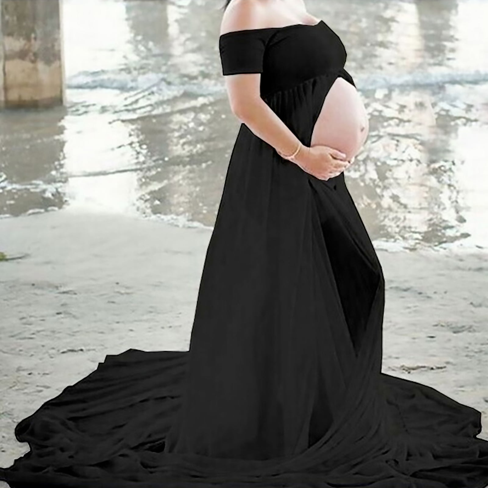 CAMILLE Lace Maternity Gown Long Sleeve Floor Length Black Eyelash - Etsy  Canada | Lace maternity gown, Maternity dresses for photoshoot, Maternity  gowns